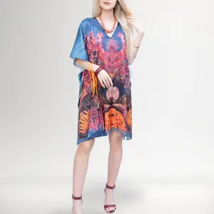 Caftan Aqua Echo - Silk Satin Fabric