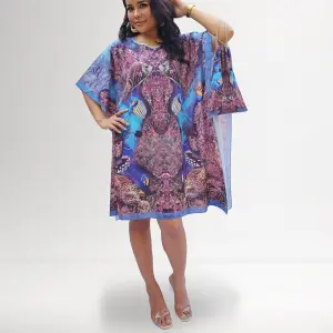Caftan Dress Deep Ocean - Georgette Fabric