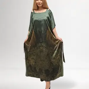 Caftan Dress Reef Radiance - Silk Satin Fabric