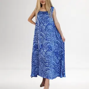 Azure Reef Kaftan - Silk Satin Fabric
