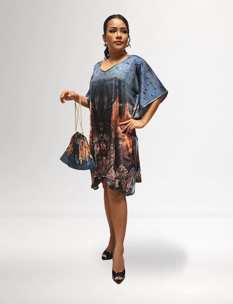 Caftan Dress Silken Echo Lace Silk Fabric